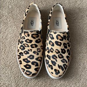 UGG Calf Hair Leopard Print Slip-Ons